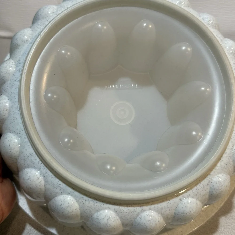 Vintage Tupperware 2 Piece Fluted Ring Jello‎ Mold  Green Speckle 1.4L